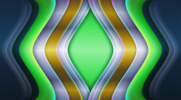 Composição futurista realista dinâmica com design de capa moderna dourada verde limão 3d
