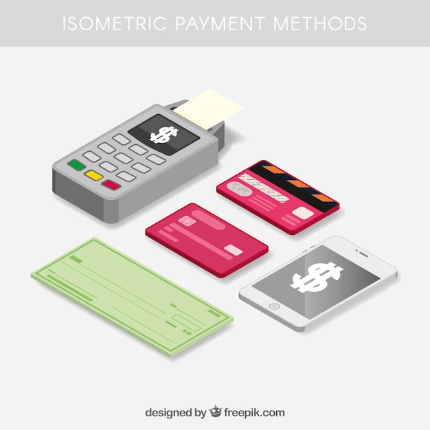 Vetor composição isométrica com métodos de pagamento