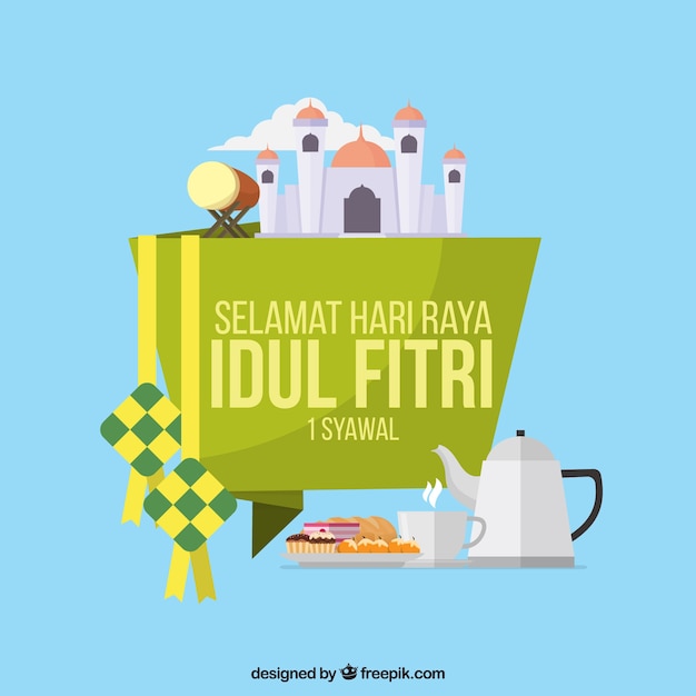Composição ketupat tradicional com deisgn plana