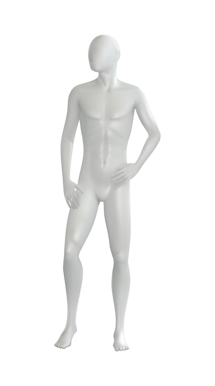 Vetor composição realista de manequins com imagem isolada de ilustração vetorial de corpo masculino manequim em pé