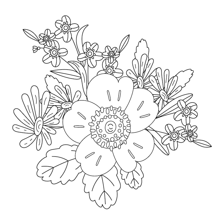 Vetor composição vetorial de flores em fundo isolado