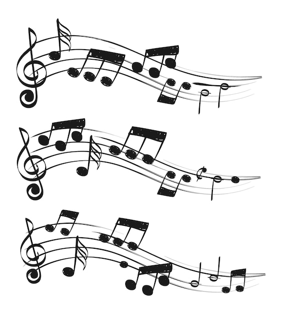 Vetor composições musicais doodle melodia decoração isolada artimages notas musicais esboço cantando musicalmente afinação desenha em branco