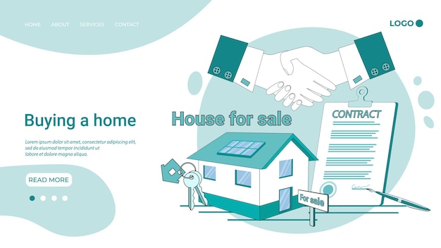 Vetor comprando uma casa as pessoas estão comprando uma casa o conceito de uma transação segura seguro
