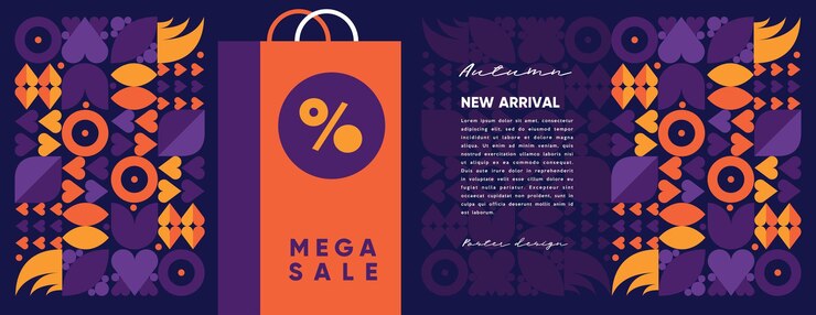 Vetor compras e venda on-line ilustração vetorial plana ilustrações de fundo minimalistas para cupons de anúncios de vendas padrão geométrico de símbolos e ícones de lojas folheto de cartaz de banner