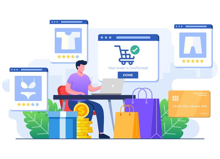 Vetor compras em linha