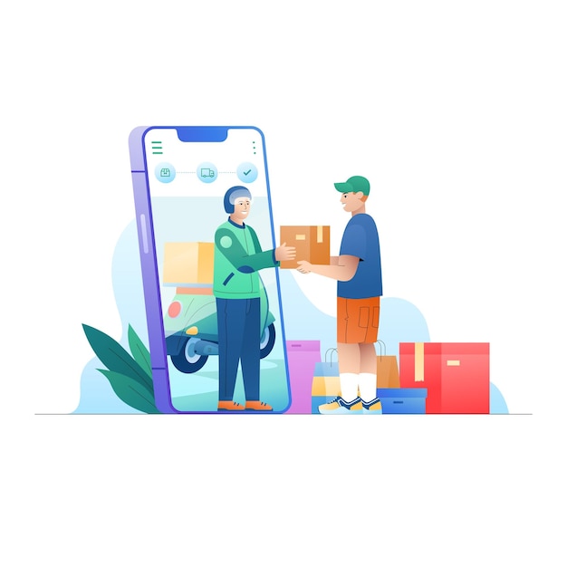 Compras on-line na ilustração vetorial de conceito de aplicativo de comércio eletrônico