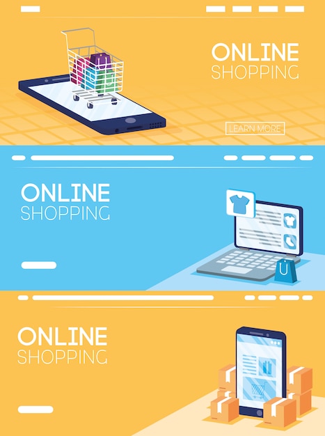 Compras on-line tecnologia em smartphone e laptop