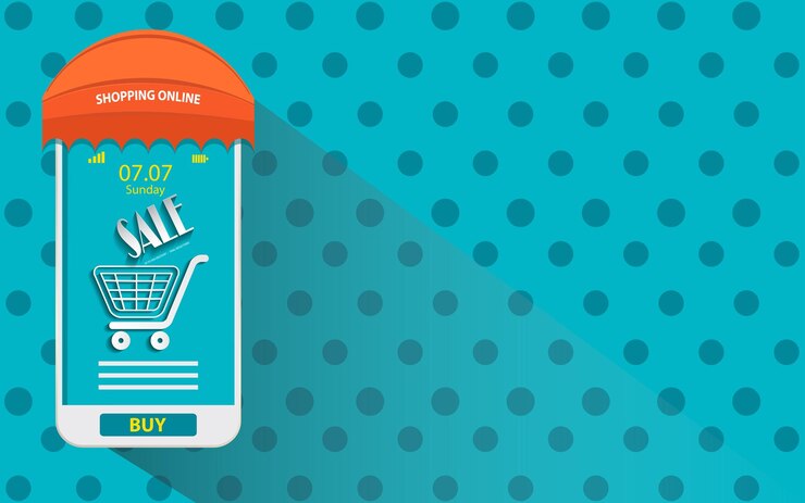Vetor compras online através de aplicativos móveis e em sites marketing online e marketing digital v