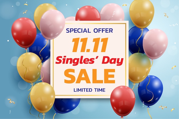 Compras online da China, 11,11 banner de venda do dia de solteiros.