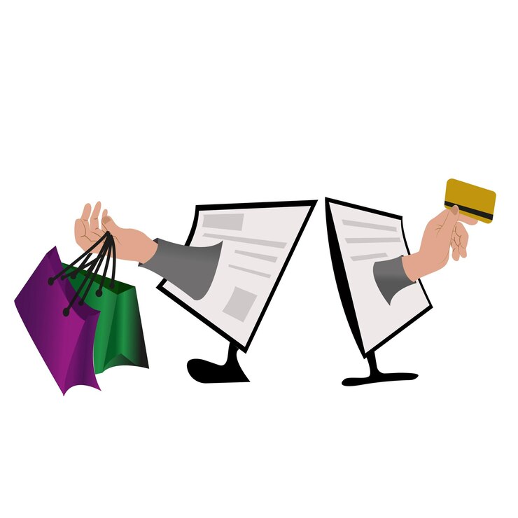 Vetor compras online. loja online. conceito de negócios. compras móveis