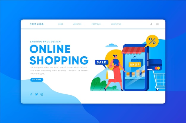 Vetor compras online - página de destino