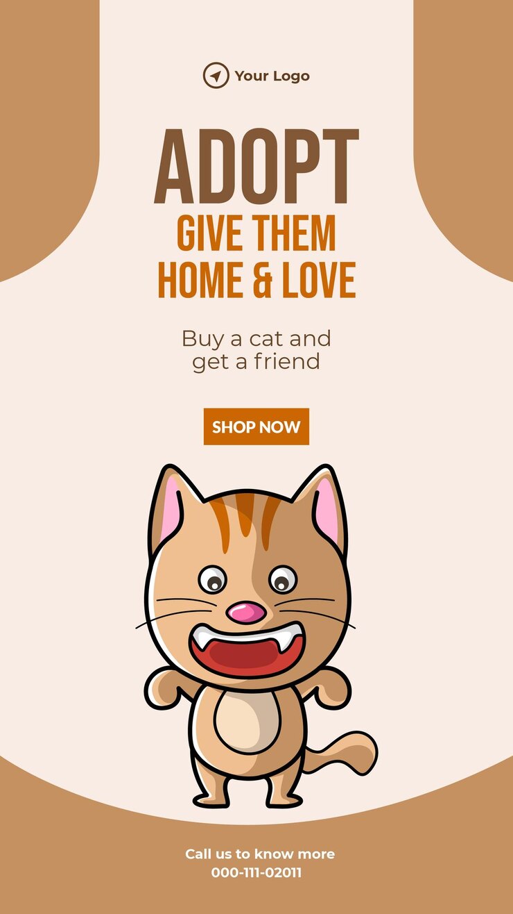 Vetor compre um gato e obtenha um design de modelo de retrato de amigo