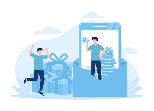 Compre uma ilustração plana do conceito de tendência de estratégia de marketing de oferta