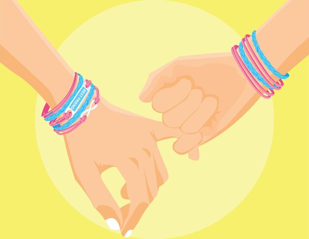 Compromissos entre amigos. estarei sempre com best friends forever. ilustração em vetor friendship day banner flat.