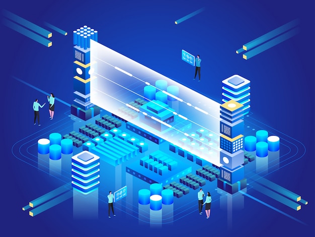 Computação de big data center, processamento de informações, banco de dados. roteamento de tráfego na internet