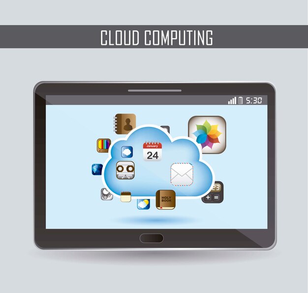 computação em nuvem com ilustração em vetor ícones apps