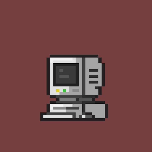 Computador antigo no estilo pixel art