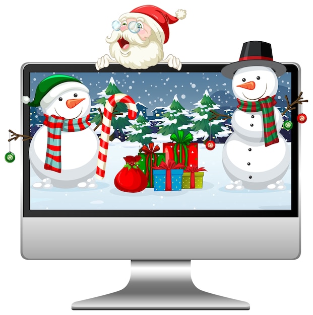 Computador desktop tema natal