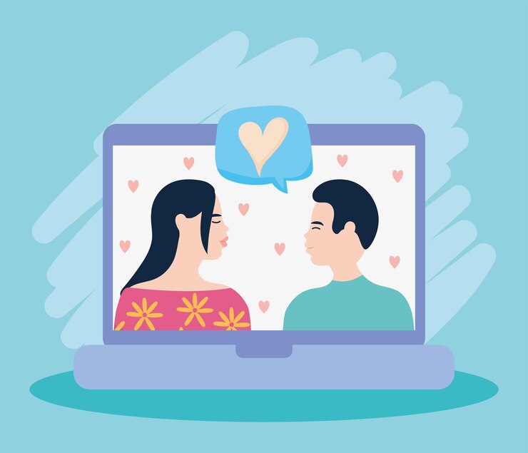 Vetor computador laptop com design de casal
