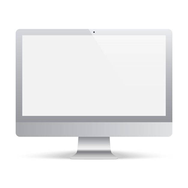 Computador monitor cor cinza com tela em branco. monitor realista e detalhado