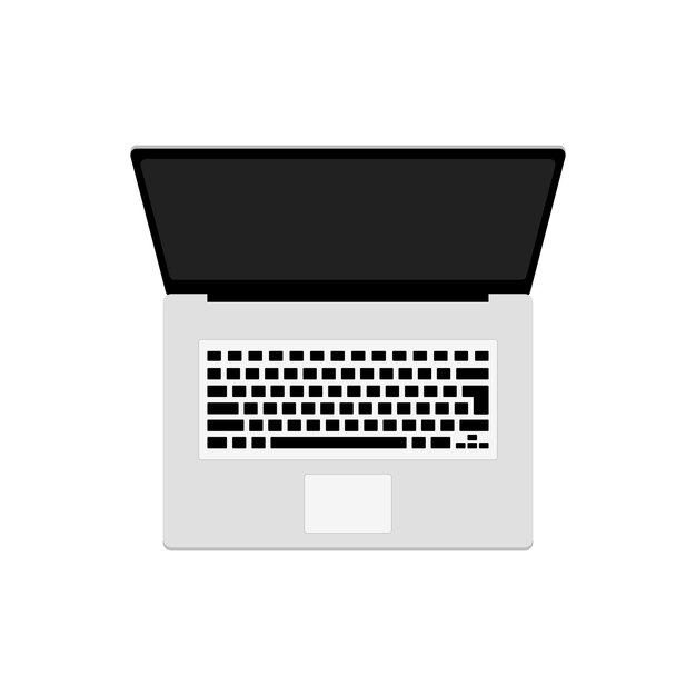 Computador portátil. Caderno para trabalhar em casa na cor cinza isolado no branco. Ilustração vetorial
