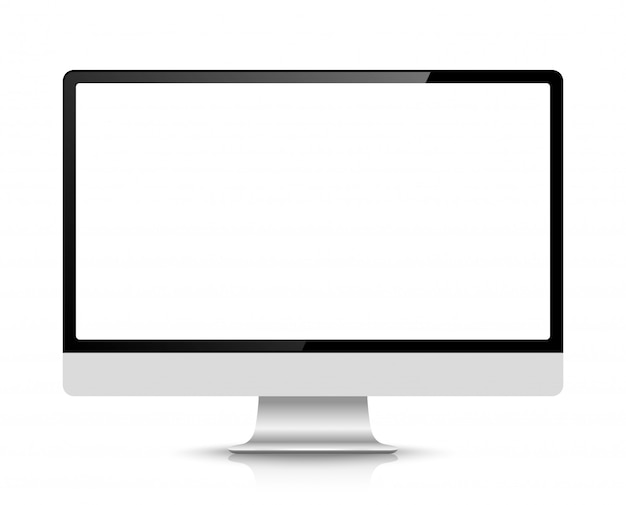 Computador realista ou monitor de PC isolado no fundo.