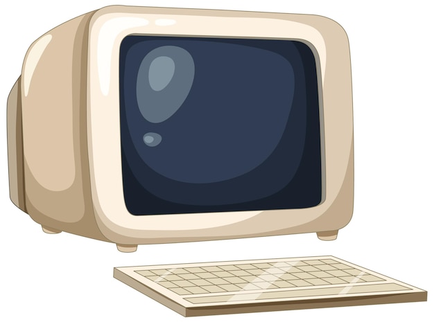 Vetor computador retrô com ilustração de teclado