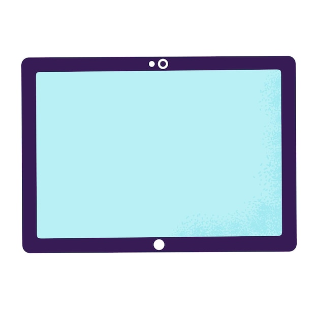 Computador tablet gráfico tela em branco caixa roxa dispositivo digital de design plano maquete de exibição vazia
