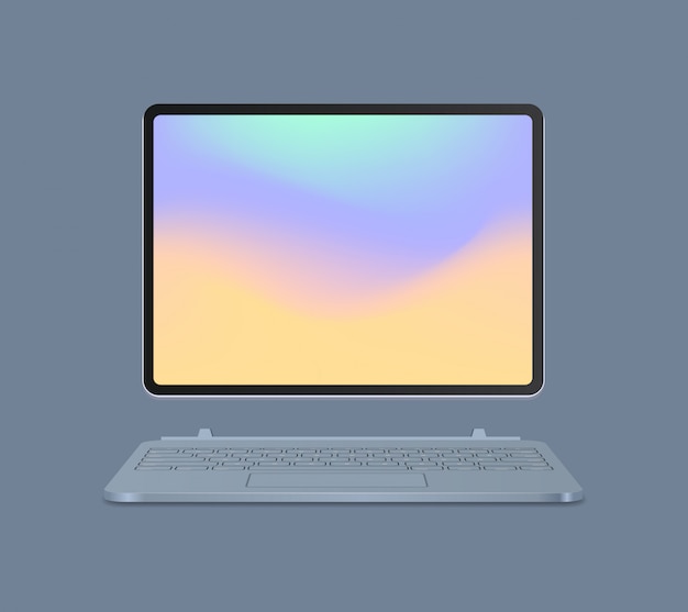 computador tablet moderno com teclado e tela colorida maquete realista de dispositivos e ilustração vetorial de conceito de dispositivos