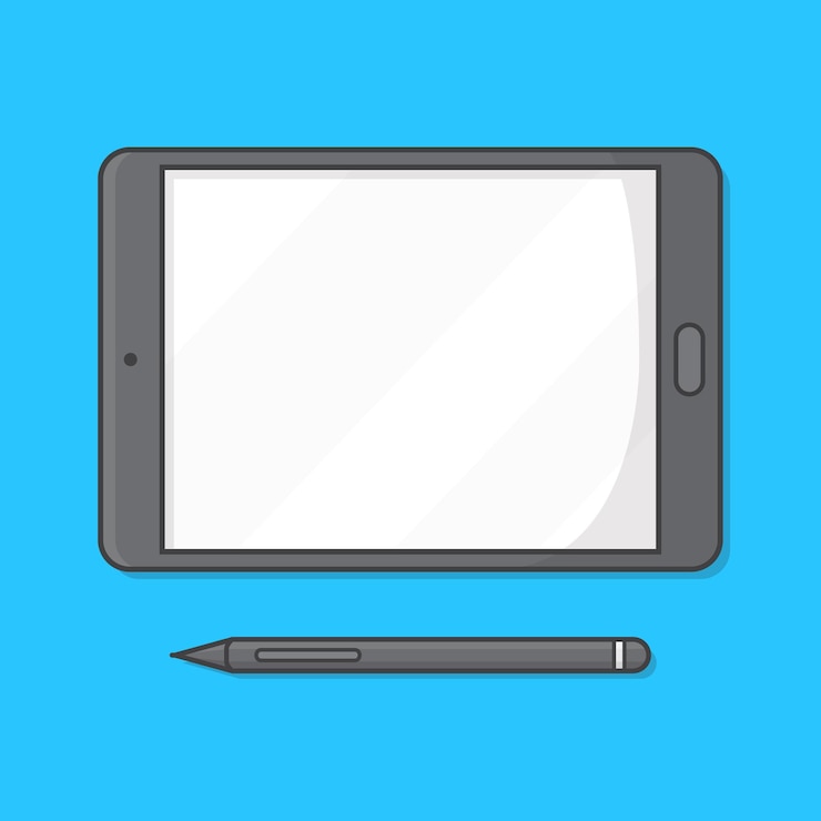 Vetor computador tablet pc com ilustração do ícone de caneta