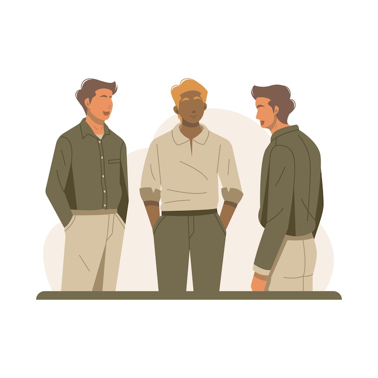 Vetor comunicação de três empresários ilustração isolada