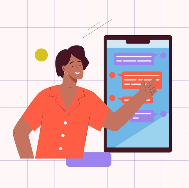 Vetor comunicação online no conceito de mensageiro