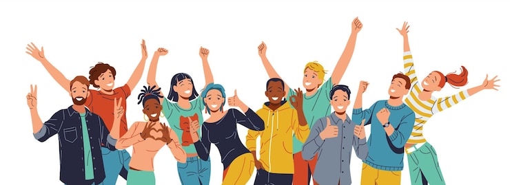 Vetor comunidade multicultural regozijando-se em unidade e convivência numa reunião festiva