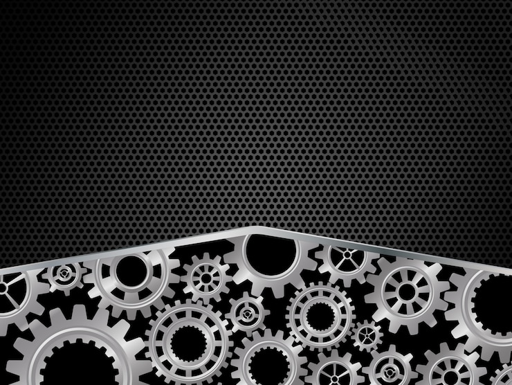 Vetor conceito abstrato de engrenagens em fundo preto