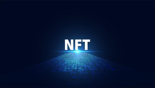 Conceito abstrato de imagem digital NTF Token insubstituível A única arte original no sistema
