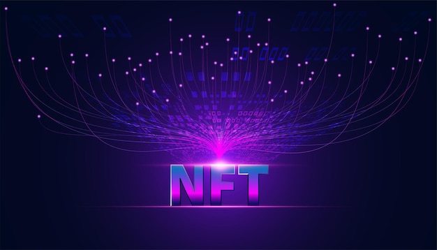Conceito abstrato de imagem digital NTF Token insubstituível A única arte original no sistema