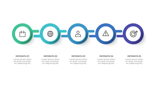 Conceito criativo para infográfico com 5 etapas opções de peças ou processos Visualização de dados de negócios
