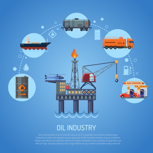 Vetor conceito da indústria de petróleo