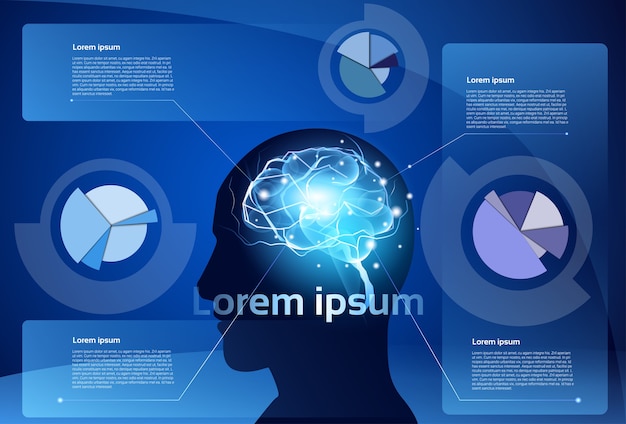 Vetor conceito da inteligência do pensamento da atividade dos neurônios do cérebro