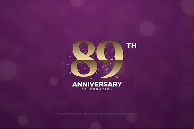 conceito de 89º aniversário em fundo roxo