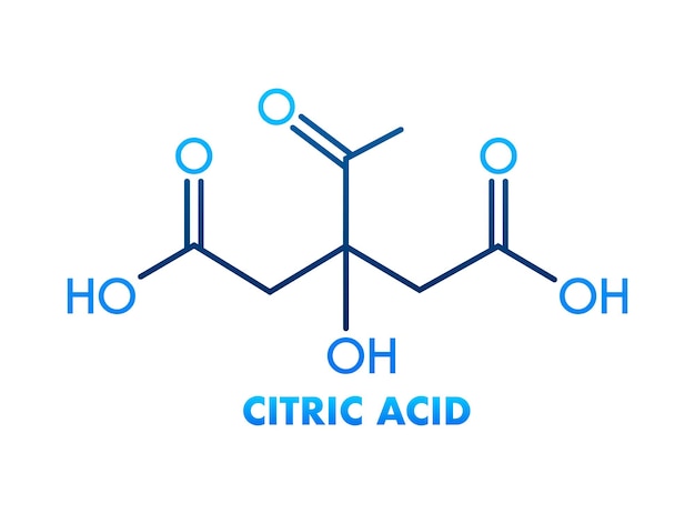 Conceito de ácido cítrico fórmula química ícone rótulo texto fonte ilustração vetorial