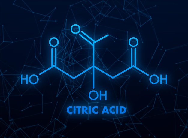 Conceito de ácido cítrico fórmula química ícone rótulo texto fonte ilustração vetorial