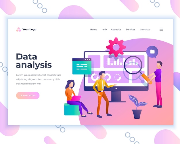 Conceito de análise de dados de modelo de página de destino com pessoas de escritório design moderno de página da web de design plano para site e site móvel ilustração em vetor