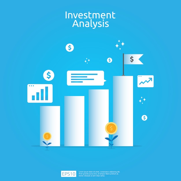 Conceito de análise de investimento financeiro para banner de estratégia de marketing de negócios