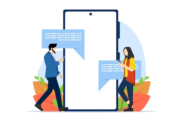 Conceito de aplicativo de bate-papo no smartphone com bate-papo com amigos e envio de novas mensagens