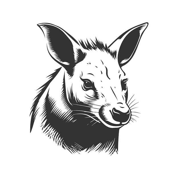 Conceito de arte de linha de logotipo vintage Aardvark ilustração desenhada à mão em preto e branco