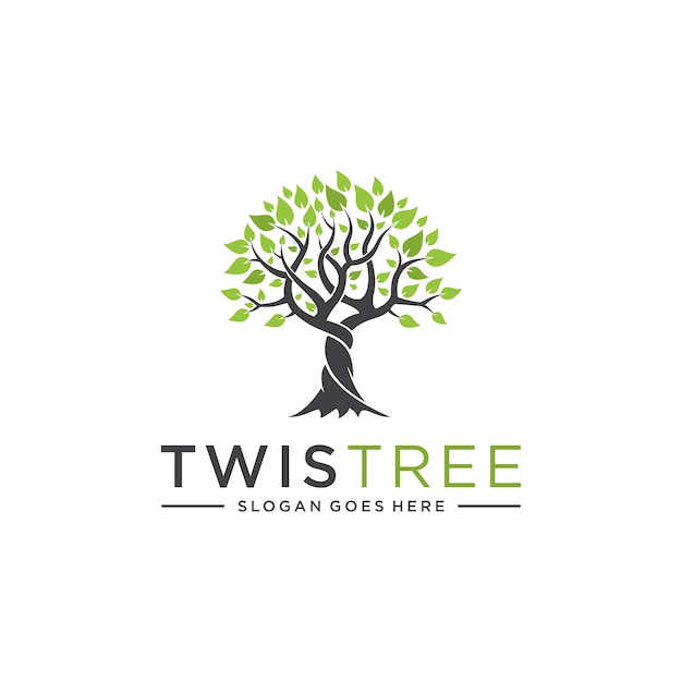 Vetor conceito de árvore torcida para logotipos comerciais