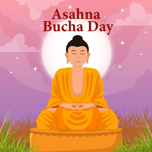 Conceito de asahna bucha day com buda sentado