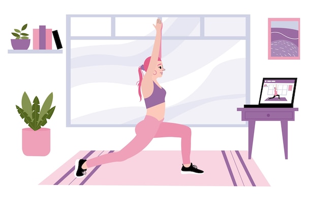 Conceito de aulas de esporte online simples ilustrado
