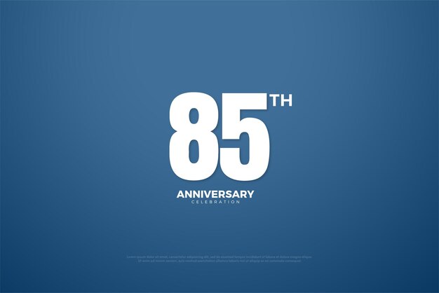 conceito de banner de combinação de cores branco e azul para comemoração do 85º aniversário.